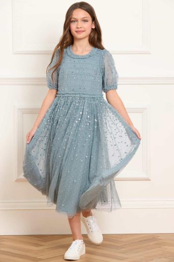 Needle & Thread Kids (3-12 Years) | Sequin Giselle Kids Dress Blue