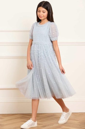 Needle & Thread Kids (3-12 Years) | Sequin Giselle Kids Dress Blue